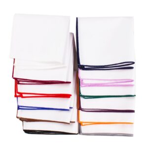 BonjourMrsMr Assorted Pack of Mens Classic White Cotton Pocket Square for suits Handkerchiefs