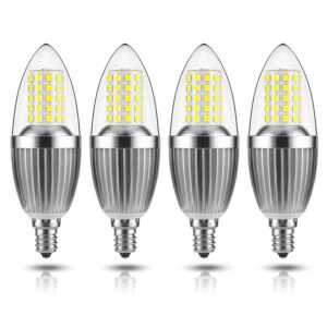 gezee LED Candelabra Bulb, Non-Dimmable, 100 Watt Equivalent, 12W LED Candle Bulbs, Daylight White 6000K, 120V, 1200Lumens, E12 Base, Chandelier Bulbs, Torpedo Shape(4-Pack)