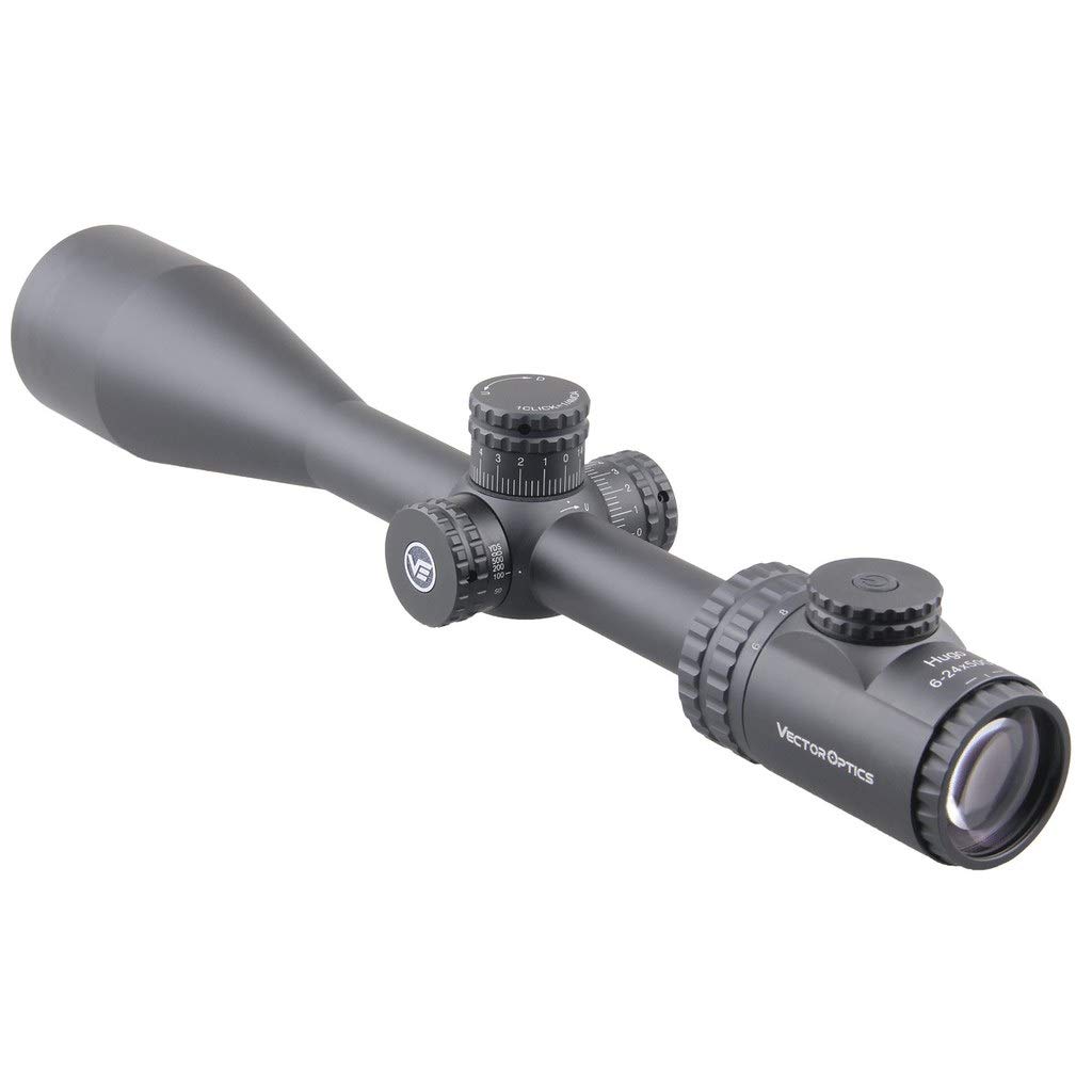 Vector Optics Hugo 6-24x50 Second Focal Plane (SFP) Riflescope with Illuminated Center Dot BDC Reticle, 25.4mm Tube, 1/4 MOA Per Adjustment, Turret Lock System, Free Mount Rings, Lens Caps, Sunshade