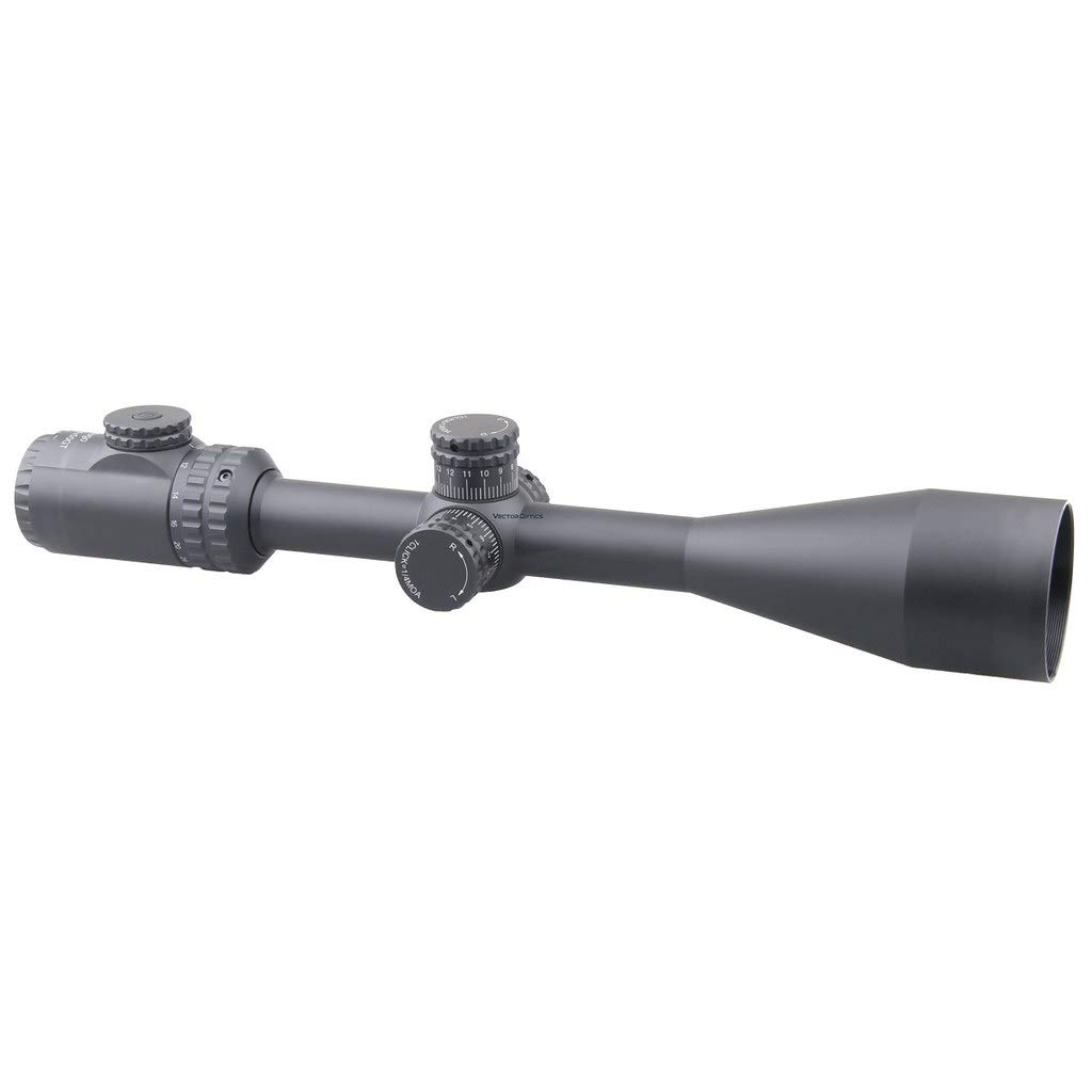 Vector Optics Hugo 6-24x50 Second Focal Plane (SFP) Riflescope with Illuminated Center Dot BDC Reticle, 25.4mm Tube, 1/4 MOA Per Adjustment, Turret Lock System, Free Mount Rings, Lens Caps, Sunshade