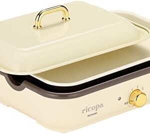 IRIS OHYAMA Mini Electric Griddle"ricopa" MHP-R102-C (Ivory)【Japan Domestic genuine products】