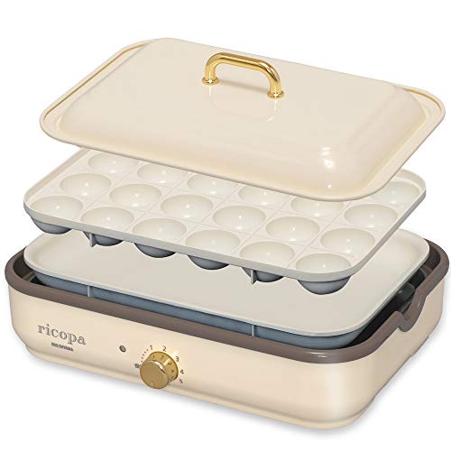 IRIS OHYAMA Mini Electric Griddle"ricopa" MHP-R102-C (Ivory)【Japan Domestic genuine products】