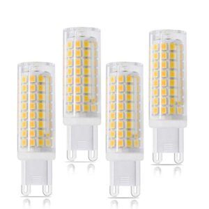 syxkj g9 led bulb, dimmable 75w halogen bulb equivalent, all new 7w g9 bulb, 750lm ac120v input, g9 bi-pin base corn bulb,warm white 4pack