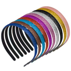 adecco glitter headbands for girls, llc sparkly headbands, colorful plastic headbands 10 pcs