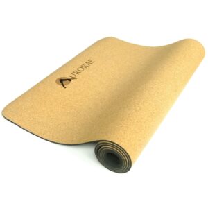 AURORAE PRO Natural Cork/Rubber Yoga Mat. 73" x 24 1/2" x 5mm Thick. Anti Tear and Slip Free