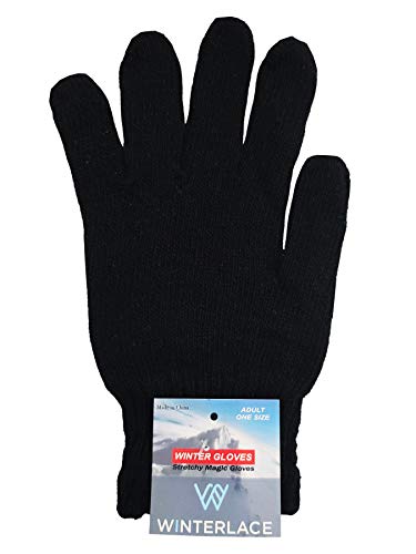 Winter Magic Gloves, 12 Pairs Stretchy Warm Knit Bulk Pack Mens Womens