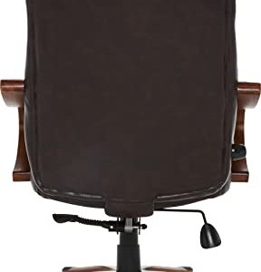 Serta Big and Tall Executive Office Chair with Upgraded Wood Accents, Win-Win Biscuit Bonded Leather