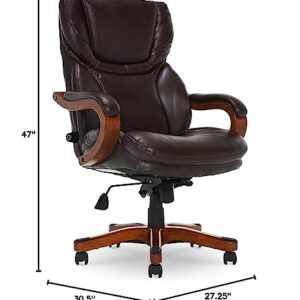 Serta Big and Tall Executive Office Chair with Upgraded Wood Accents, Win-Win Biscuit Bonded Leather