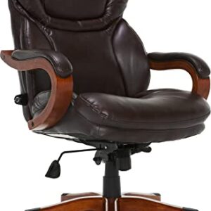 Serta Big and Tall Executive Office Chair with Upgraded Wood Accents, Win-Win Biscuit Bonded Leather