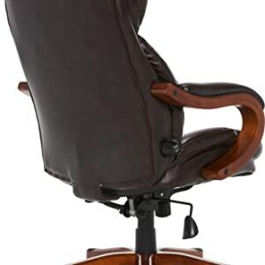 Serta Big and Tall Executive Office Chair with Upgraded Wood Accents, Win-Win Biscuit Bonded Leather