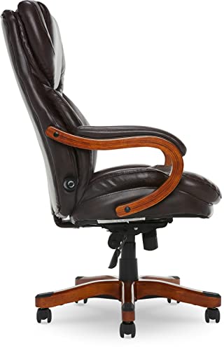 Serta Big and Tall Executive Office Chair with Upgraded Wood Accents, Win-Win Biscuit Bonded Leather