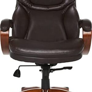 Serta Big and Tall Executive Office Chair with Upgraded Wood Accents, Win-Win Biscuit Bonded Leather