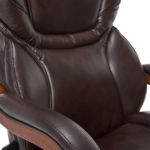 Serta Big and Tall Executive Office Chair with Upgraded Wood Accents, Win-Win Biscuit Bonded Leather