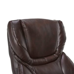 Serta Big and Tall Executive Office Chair with Upgraded Wood Accents, Win-Win Biscuit Bonded Leather