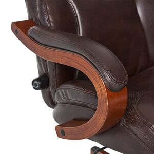 Serta Big and Tall Executive Office Chair with Upgraded Wood Accents, Win-Win Biscuit Bonded Leather