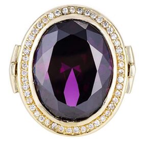 HKN1682 Designs Purple Amethyst Cubic Zirconia 14k Gold Plated Bishop Cross Ring (10)