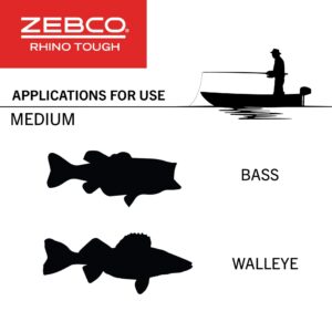 Zebco Rhino Tough Spinning Fishing Rod, 7-Foot 2-Piece Heavy-Duty Cross-Weave Fishing Pole, Comfortable EVA Rod Handle, Heavy-Duty Guides, Stainless Steel D-Frame Tip Guide, Medium Power, Black