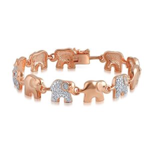 beyond brilliance tennis bracelets for women | cute elephant rose gold plated round cut natural diamond link tennis bracelet (i-j, i3) | jewelry for teen girls | gift box included