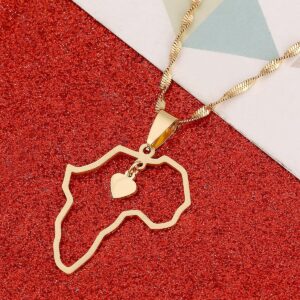 Africa Map Pendant Necklaces Heart African of Maps Jewelry Charms Heart Map