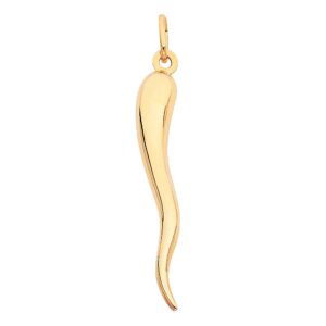 14k gold italian horn charm pendant - twisted cornicello fortune dangle pendant - ward off the evil eye - fine jewelry for men & women - great gift for all occasions, 45mm x 8mm, 1.9 grams