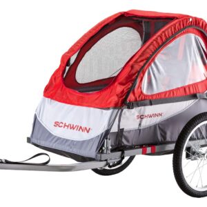 Schwinn Trailblazer Plus Single Child Bike Trailer, for 1 Child Only Up to 40 lbs., Additional 12 lbs. of Convenient Storage Capacity, Canopy, 16-Inch Air-Filled Tires, Red