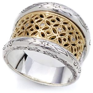 konstantino women's sterling silver and 18k gold ring with diamonds, size 8