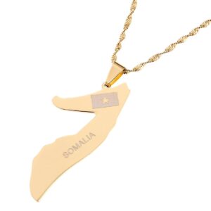 somalia map flag gold color necklace gold color jewelry soomaaliya jewelry