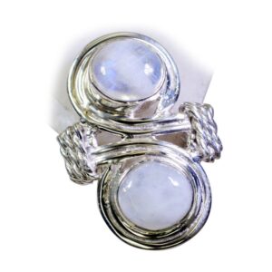 55Carat Genuine Rainbow Moonstone Silver Ring for Women Astrological Handmade US 4,5,6,7,8,9,10,11,12