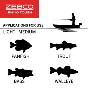 Zebco Rhino Tough Casting Fishing Rod, 5-Foot 6-Inch 2-Piece Heavy-Duty Cross-Weave Fishing Pole, EVA Rod Handle, Heavy-Duty Guides, Stainless Steel D-Frame Tip Guide, Medium-Light Power, Black