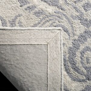 SAFAVIEH Blossom Collection 5' x 8' Light Grey/Ivory BLM106A Handmade Premium Wool Area Rug