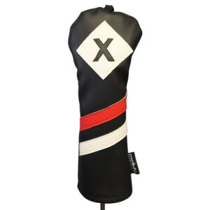 Majek Retro Golf Headcovers Black Red and White Vintage Leather Style 3 5 X Fairway Wood Head Cover Classic Look