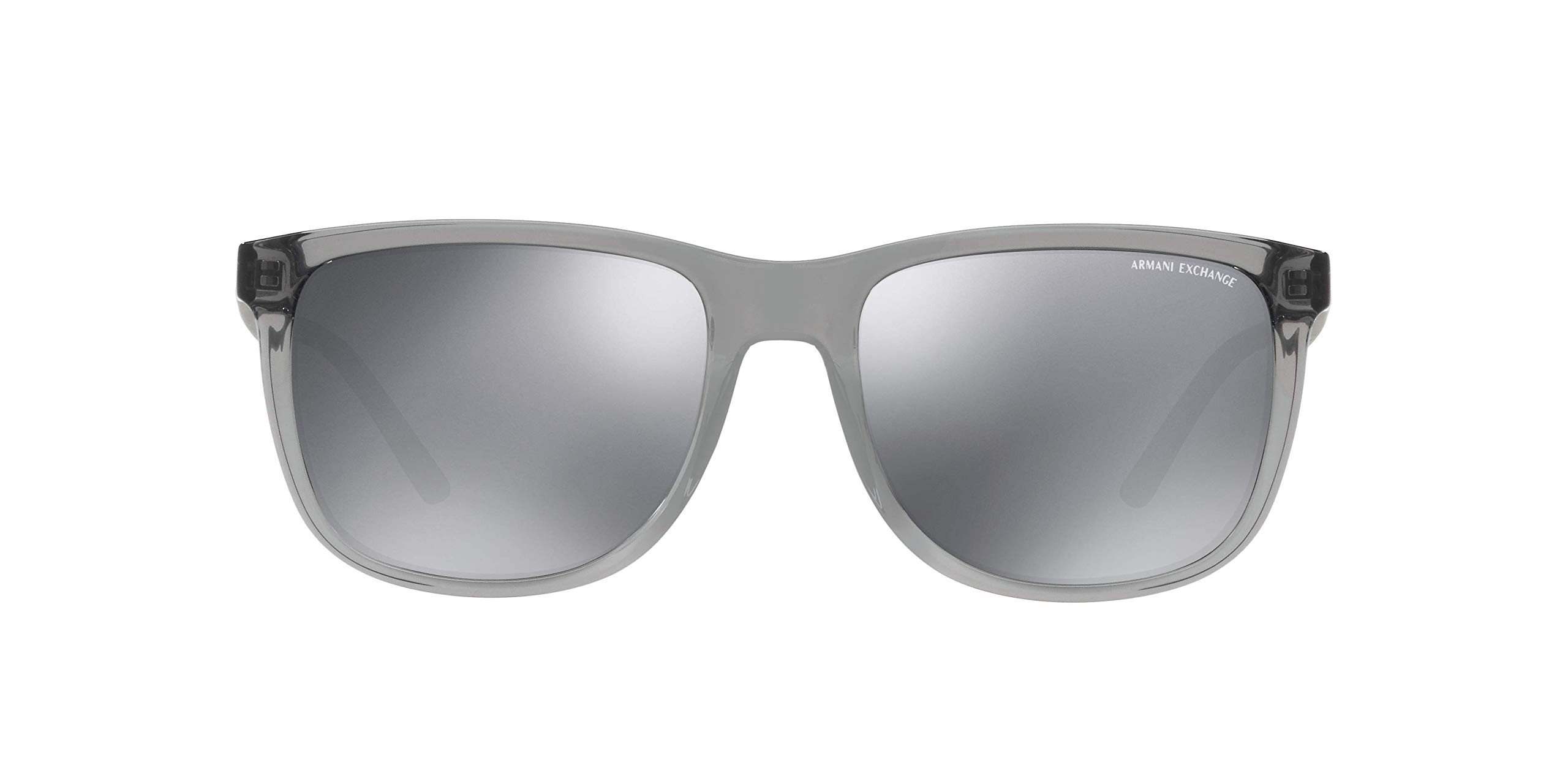 A|X ARMANI EXCHANGE Men's AX4070S Square Sunglasses, Transparent Magnet Grey/Light Grey Mirrored/Black, 57 mm