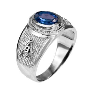 sterling silver masonic december birthstone blue cz ring (9.75)