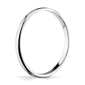 14k White Gold 2mm Plain Wedding Band Light Comfort Fit Ring