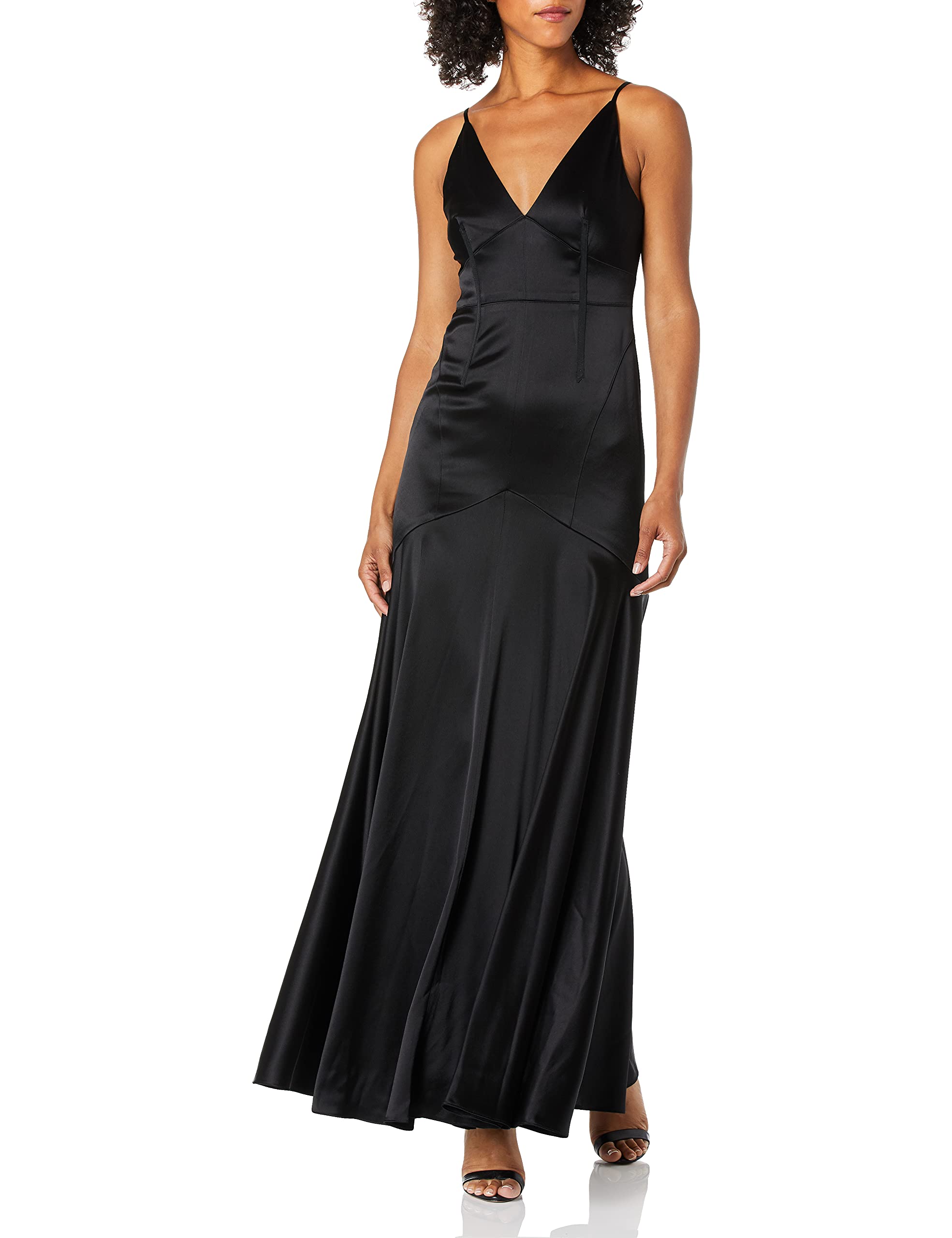 Jill Jill Stuart Women's Satin Gown with Corset Detailing, Black, 2