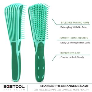 BESTOOL Detangling Brush for Black Natural Hair, Detangler Brush for Curly Hair Afro 3/4abc Texture, Faster n Easier Detangle Wet or Dry Hair with No Pain (Green)