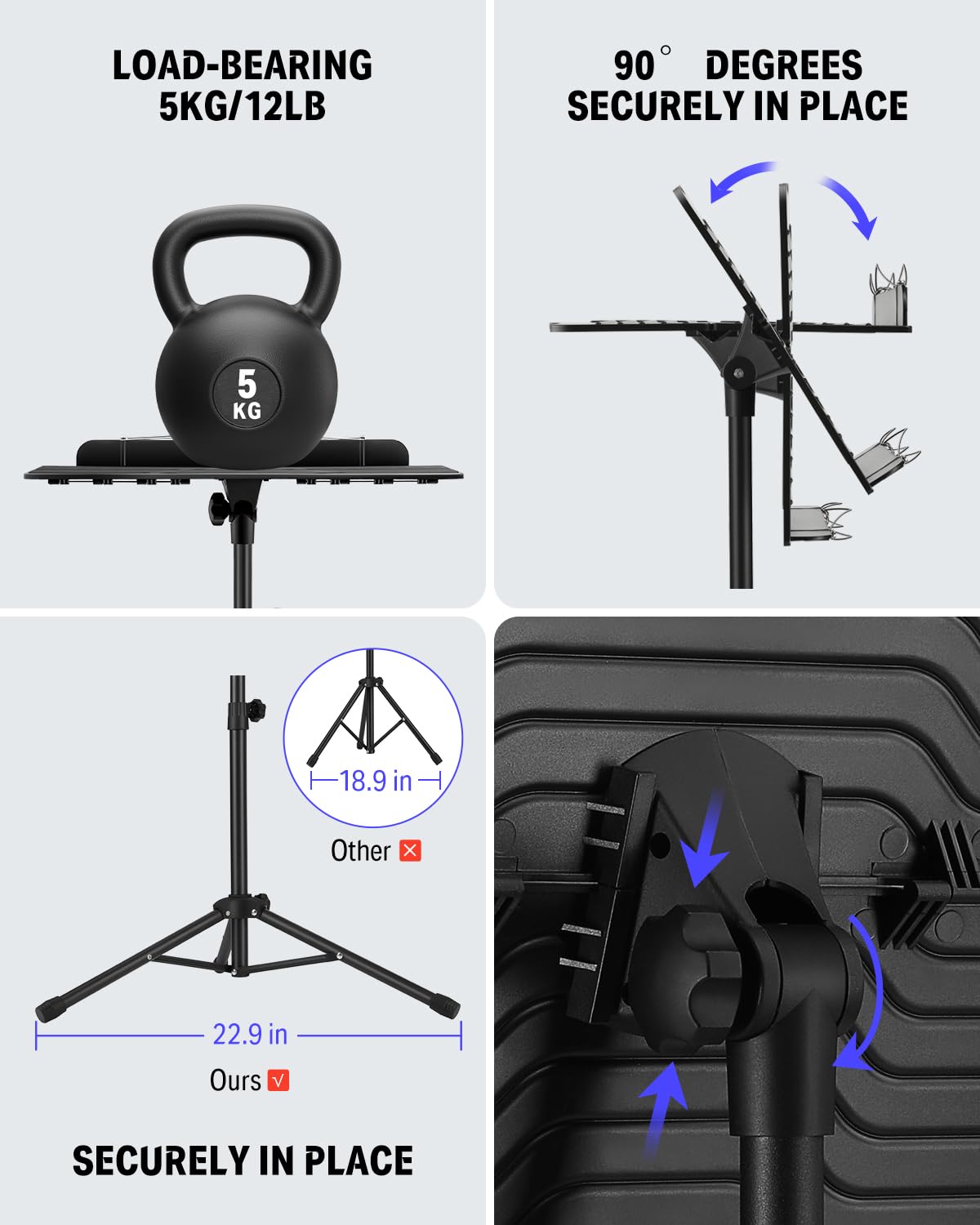 Donner Sheet Music Stand with Light, DMS-1 Portable Metal Music Stand, Tabletop Music Book Stand for Guitar, Ukulele, Violin Players