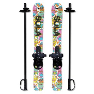 sola winter sports kid's slks103 beginner snow skis and poles with bindings age 3-4 (gaggle)