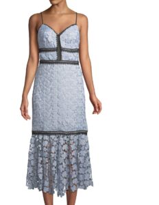 jill jill stuart women's tea length lace dress, elle blue/black, 8