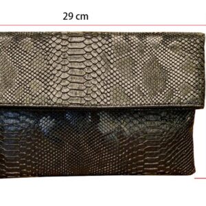 Fashion Snakeskin Envelop Clutch Purse Retro Oversized Handbags for Women (Red)