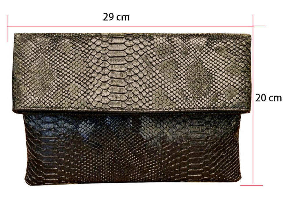 Fashion Snakeskin Envelop Clutch Purse Retro Oversized Handbags for Women (Red)