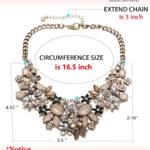 Womens Statement Necklaces Flower Chunky Necklace Floral Bib Necklaces Antique Gold