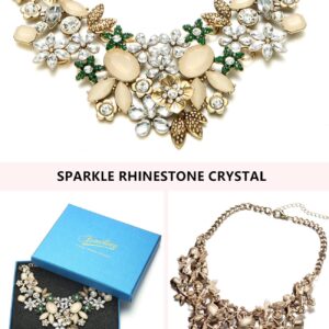 Womens Statement Necklaces Flower Chunky Necklace Floral Bib Necklaces Antique Gold