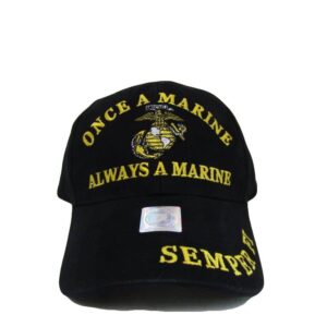 USMC EGA Semper Fi Fidelis Once A Marine Always a Marine Cap Hat Marines 4-07-B Black