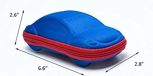 Ergonflow Pack of 2 Candy Color Kids Cartoon Sunglasses Case Car Shaped Spectacle Zipper Hard Eyeglass Case Box, Colors may vary