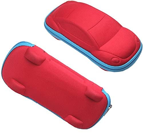 Ergonflow Pack of 2 Candy Color Kids Cartoon Sunglasses Case Car Shaped Spectacle Zipper Hard Eyeglass Case Box, Colors may vary