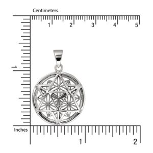 WithLoveSilver 925 Sterling Silver Celtic Knot Round Merkabah Metatron Flower of Life Pendant