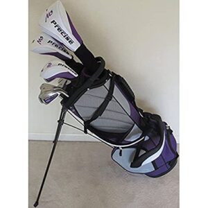 ladies complete golf club set - for petite women 5'0" to 5'5" tall complete driver, fairway wood, hybrid, irons, putter, stand bag right handed