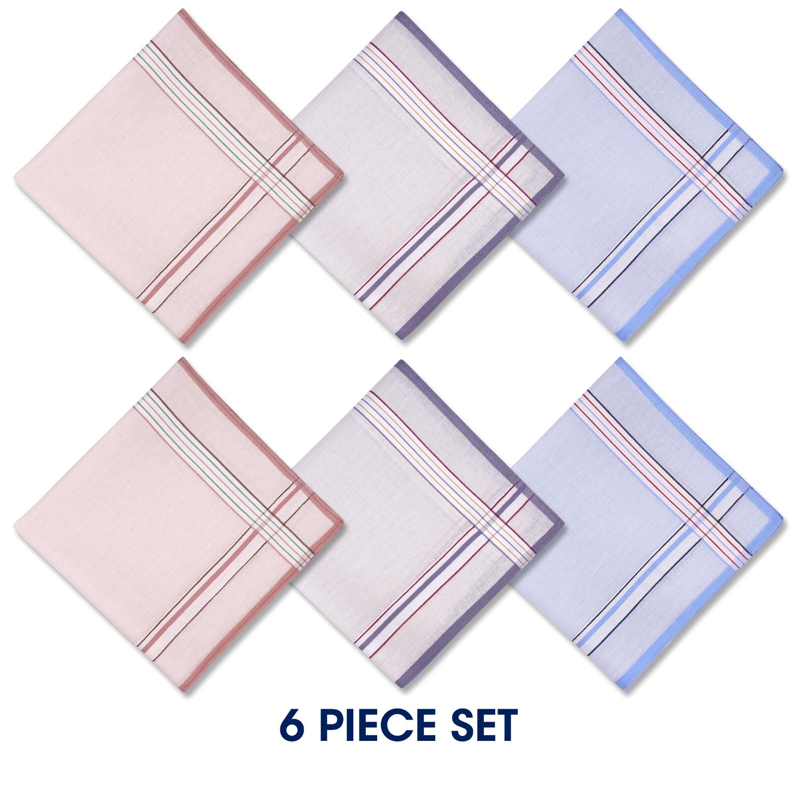 Selected Hanky 100% Cotton Men's Handkerchief 6 Piece Gift Set