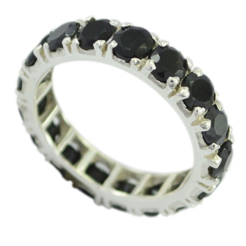 55Carat Natural Black Onyx Ring Sterling Silver Simple Round Shape Astrology US 4,5,6,7,8,9,10,11,20